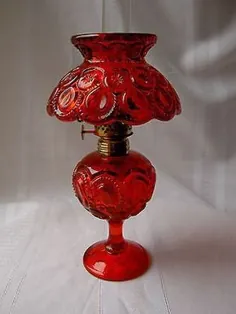 BEAUTIFUL RUBY RED MOON AND STAR 9 "MINIATURE MINI OIL LAMP L G WRIGHT FENTON | # 483675149