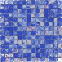 کبالت آبی 3/4 "x 3/4" شیشه ای براق و کاشی استخر رنگین کمانی