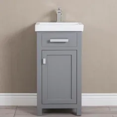 ایجاد آب MIA 18 اینچ. حمام حمام W در خاکستر خاکستری پایان با سرامیک داخلی یکپارچه غرور با سفید حوضه-MIA18G - انبار خانه