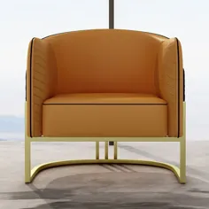 صندلی چرم مصنوعی نارنجی و مشکی صندلی تاشو صندلی فلزی با روکش طلایی