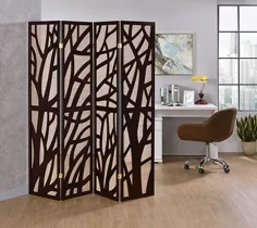 آسیا دایرکتوری 5475-4 4 پانل طرح درخت اسپرسو چوبی تمام شده با صفحه نمایش شوجی به سبک منبت جوت