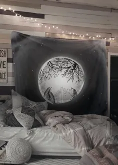 آویز دیواره سیاه و سفید گوتیک ماه و خاکستری برای مراقبه