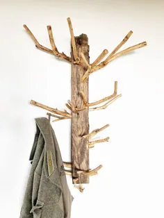 چوب لباسی چوبی روستایی آویز کت Driftwood مانتو دست ساز |  اتسی