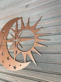 Sun Moon Stars Metal Metal Wall Art دکوراسیون منزل هنر باغ