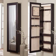 Belham Living Light Mounted Locking Jewelry Armoire - اسپرسو - 14.5W x 50H in.