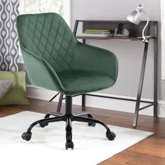 صندلی قابل تنظیم و مفصل گردنده صندلی اداری خانگی CASAINC با صندلی مخملی سبز و پایه 5 ستاره Lowes.com