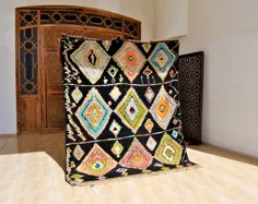 فرش فرش فرش فرنگی مراکش Beniourain berber Moroccan فرش boho مراکش 7.9 FT x 6.3 FT - پشم دست ساز بوژاد بربر (243 * 193 سانتی متر)