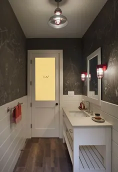 حمام دیواری تخته سیاه - انتقالی - حمام - فضای داخلی آلی مدرن