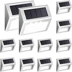 Solpex 12 Pack چراغ های خورشیدی عرشه ، 3 چراغ راه پله خورشیدی LED ، چراغ های خورشیدی LED در فضای باز مرحله چراغ های خورشیدی ضد آب برای پلکانی / پله ها / مسیر / راهرو / باغ- (سفید سرد)