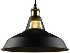 چراغ آویز مشکی صنعتی یکپارچهسازی با سیستمعامل B2ocled ، چراغ آویز Barn Farmhouse Light E26 / E27 برای جزیره آشپزخانه ، چراغ های آویز سقفی سایه دار آلومینیوم فلزی (سیاه ، 12 ")