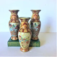 Trio of Miniature Chinoiserie Vases Chinoiserie Chic Decor |  اتسی