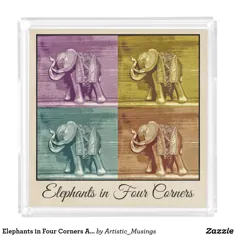 فیل ها در سینی سرویس اکریلیک چهار گوشه |  Zazzle.com