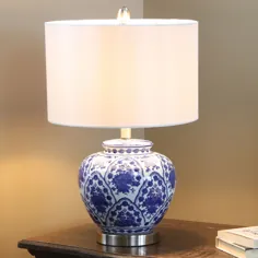 چراغ رومیزی سرامیکی آبی و سفید تزئینی درمانی 20 "- Walmart.com