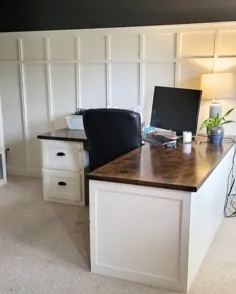 تخته دفتر خانه + چوب بسته با میز و کمدهای ذخیره سازی سفارشی