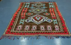 فرش قهوه ای Azilal ، فرش Art Deco ، فرش پشمی مراکشی ،
