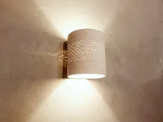 لامپ کم نور دیواری سفید قلاب سیلندر نیمه سرامیکی |  اتسی