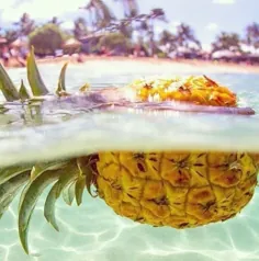 آب اقیانوس شفاف با آناناس شناور