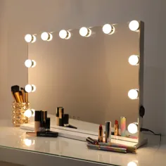 DAYU Hollywood-Stil Schminkspiegel Spiegel mit Beleuchtung، Schminkspiegel mit 12 LED dimmbare Licht، beleuchtet Theatrespiegel، groß Spiegel mit Licht 3 Farbtemperatur، Weiß