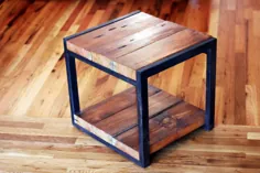 میز کناری چوبی ، استیل بازسازی شده