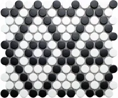 کاشی موزاییک گرد پنی الگوی سیاه و سفید 10 9 9