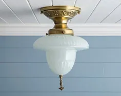 چراغ سقفی لامپ برقی فلزی آنتیک Rewired 2-Bulb |  اتسی
