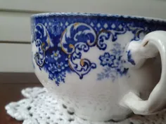 شمع فنجان چای آبی زیبا OOAK آماده حمل |  اتسی