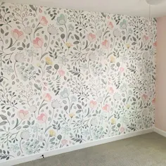 نقاشی دیواری گل آبرنگ Posie ||  کاغذ دیواری سنتی یا متحرک • بدون وینیل • غیر سمی