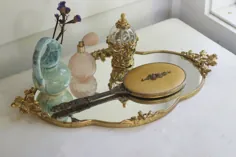 آینه دست مصنوعی گل مصنوعی روستایی عتیقه نقره ای |  اتسی