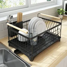 قفسه خشک کن ظرفشویی آشپزخانه ضد زنگ ، قفسه ظرف با تخته سیاه تخلیه