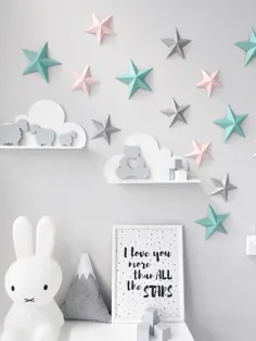 دکور اتاق کودک دختر |  دیوار آویز مهد کودک |  دکور دیوارهای ستاره ها |  دکوراسیون دیوار دختر کوچک