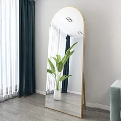 آینه دیواری تمام طبقه OGCAU آویزان یا تکیه داده شده به دیوار برای اتاق خواب ، آینه براق قوس دار براق ، آینه آرکوی قوس ، آینه دیواری اتاق نشیمن اتاق خواب (سیاه)