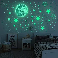 Airsnigi Glow در ستاره های تاریک برای سقف ، برچسب های دیواری چسب 1120PCS ، از جمله ستاره های براق و ماه ، ستاره های درخشان برای سقف و عکس برگردان دیواری ، مناسب برای اتاق خواب بچه ها و هدیه تولد بچه ها