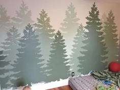 نقاشی دیواری جنگل DIY (عالی برای اتاق پسران!)