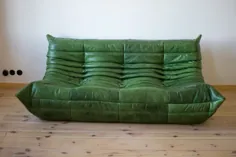 مبل راحتی 3 نفره توگو Vintage Green Leather توسط میشل دوکاروی برای Ligne Roset