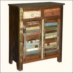 کابینت ذخیره سازی چوب بازیافتی چند رنگ با 2 کشو