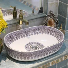 277.0US $ | Europe Vintage Style Seramic Art Sink Sink Counter Top Wash حوضه حمام غرق غرور دستشویی رنگ دستشویی مشکی | شیپور خاموشی حوضچه | پایه پایه قابلمه - AliExpress