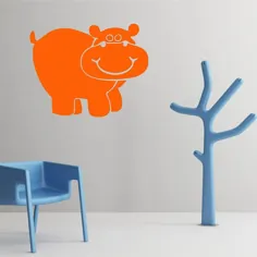 تابلوچسب دیوار دیواری Hippo Nursery Hippo Wall کودک دکوراسیون اتاق حیوانات حیوانات مخصوص Kid's Play Ro ...