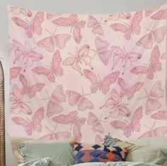 ملیله پروانه صورتی پروانه INS Tapestry Pink Tension Hippie |  اتسی
