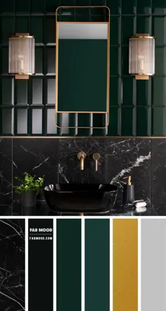 طرح های رنگ سبز و سیاه و جنگلی برای ایده های رنگ حمام