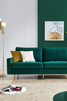 کاناپه مبل پارچه ای مخمل سبز زمردی