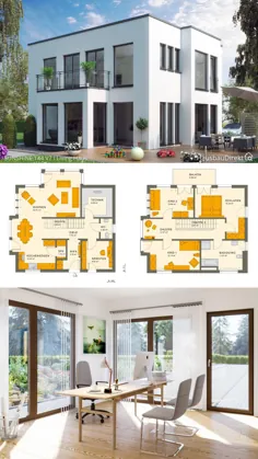 نقشه های خانه مدرن با 2 طبقه و سقف مسطح ، طراحی معماری مینیمالیستی معاصر اروپا