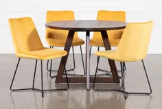 میز ناهار خوری 5 تکه را با صندلی های جانبی زرد Sable پاک کنید