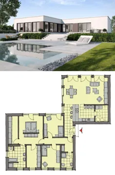 خانه ییلاقی پیش ساخته تولوز مدرن با سقف تخت - GUSSEK HAUS |  HausbauDirekt.de