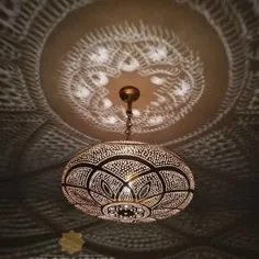 چراغ آویز مراکش ، چراغ آویز مسی ، روشنایی برنجی دست ساز مراکشی ، قطر آویز شخصی