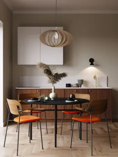 چراغ آویز چوبی آشپزخانه |  طراحی نور مدرن صنعتی |  دست ساز لامپ سایه هنر