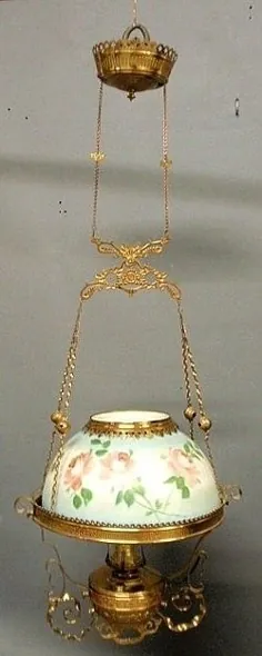 لامپ آویزان؛  ویکتوریایی ، گل و برنج ، برقی ، 48 اینچ.