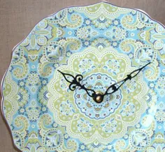صفحه ظروف چینی ساعت مچی فیروزه ای و گل آهکی |  اتسی
