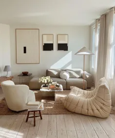 طراحی داخلی و دکوراسیون منزل در اینستاگرام: "این اتاق نشیمن مینیمالیستی توسطpolkenstudio به لطف پالت رنگی ساده و بدون عارضه ، به یک احساس آرامش منظم دست می یابد ..."