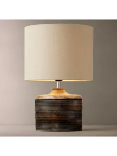 John Lewis & Partners Ira Ribbed Table Wooden Lamp، Brown