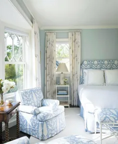 طراحی زیبای اتاق خواب مستر آبی در پارچه های شوماخر